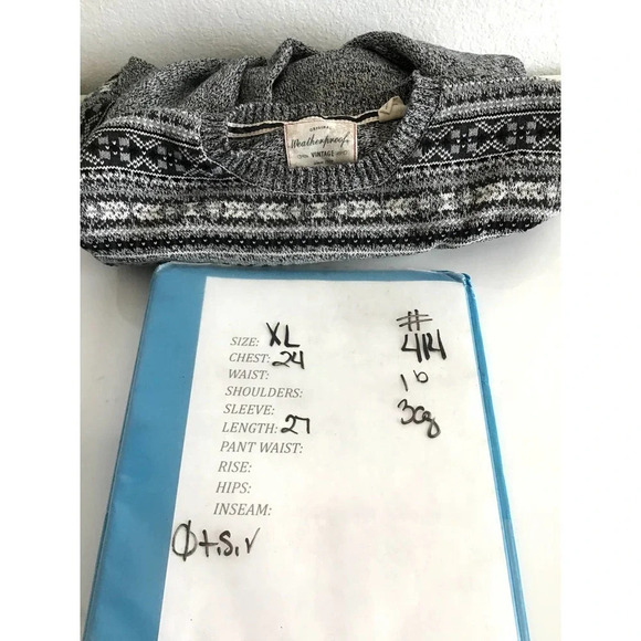 Original Weather Proof Vintage Mens XL Black/White Sweater Winter - Picture 10 of 10